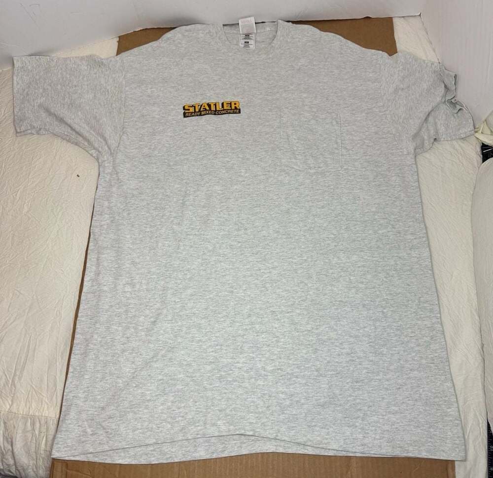 VTG Fruit of the Loom Heavy Cotton Statler Concrete Pocket T/S Gray XXL